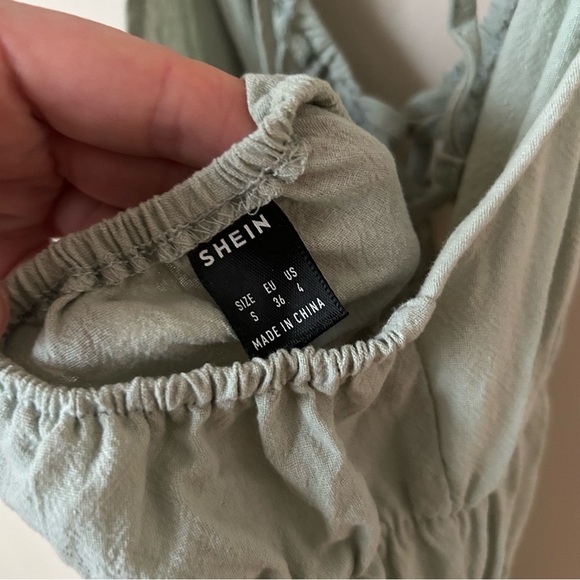 NWOT SHEIN Light Green Ruched Tiered Halter Sleeveless Sundress Size Small - Picture 6 of 8